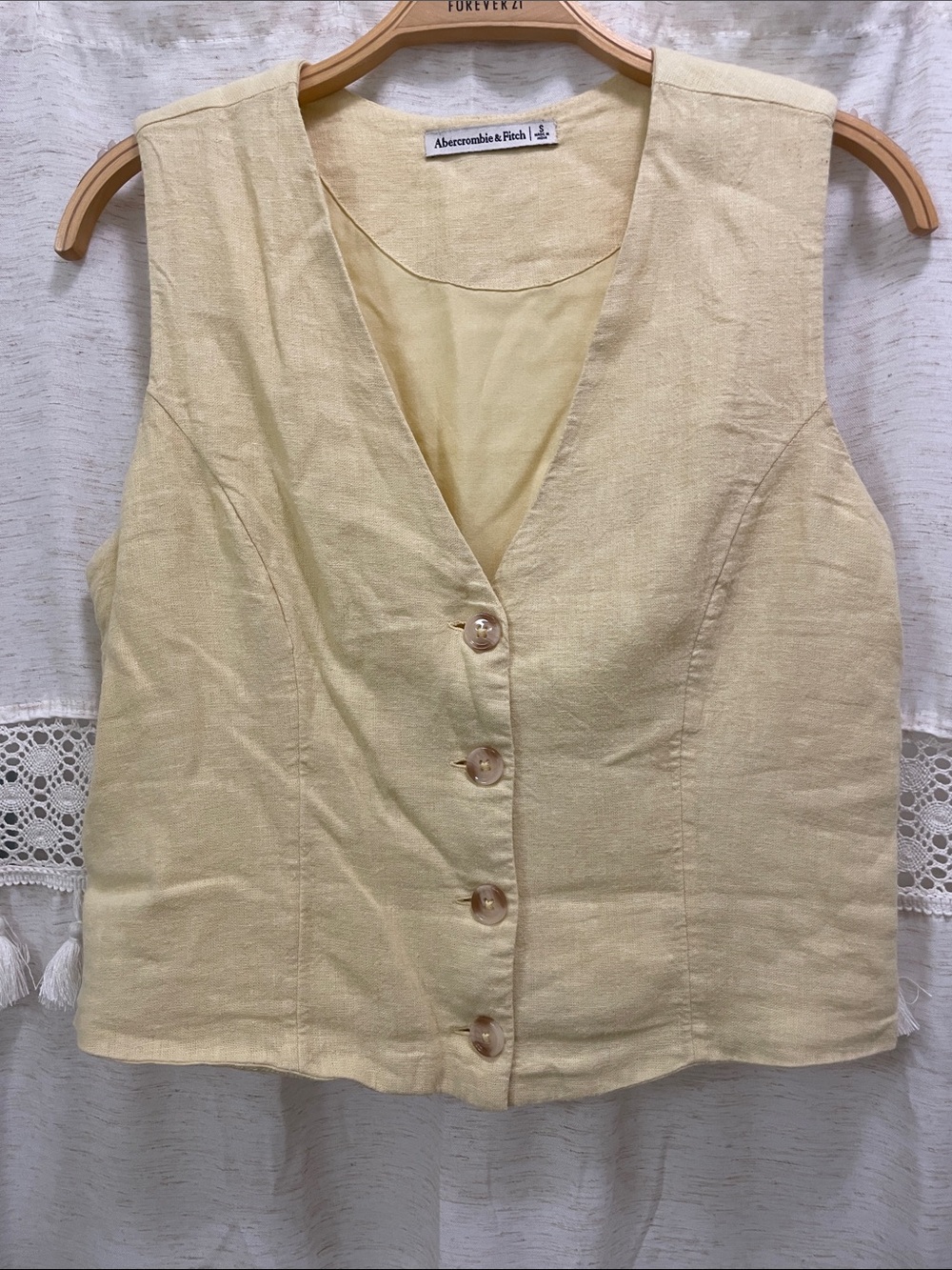 Abercrombie & Fitch The A&F Mara Linen Blend Vest